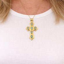画像をギャラリービューアに読み込む, Vintage 9ct Gold Opal Gothic Cross Pendant, Millennium Hallmarked