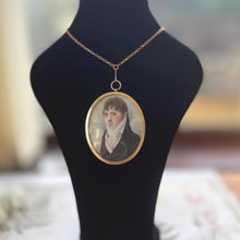 Load image into Gallery viewer, Antique Georgian Portrait Miniature Pendant of a Gentleman: Romantic Regency Keepsake, circa 1805–1820