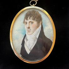 Load image into Gallery viewer, Antique Georgian Portrait Miniature Pendant of a Gentleman: Romantic Regency Keepsake, circa 1805–1820