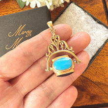 Lade das Bild in den Galerie-Viewer, Vintage Egyptian Revival 4-Sided Spinner Seal Fob: Swivel Pendant with Multi Colour Cabochons