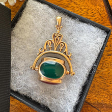 Lade das Bild in den Galerie-Viewer, Vintage Egyptian Revival 4-Sided Spinner Seal Fob: Swivel Pendant with Multi Colour Cabochons