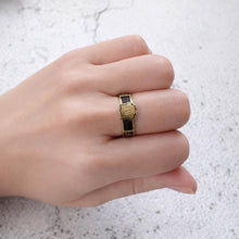 Charger l'image dans la galerie, Victorian Mourning Ring, Chester 1901: 9ct Gold Hairwork Enamel In Memory Of Memorial Band