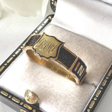 Charger l'image dans la galerie, Victorian Mourning Ring, Chester 1901: 9ct Gold Hairwork Enamel In Memory Of Memorial Band