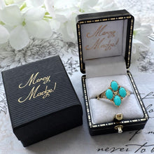 Charger l'image dans la galerie, Vintage 9ct Gold & Turquoise Victorian Style Kite Ring