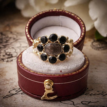 Charger l'image dans la galerie, Georgian 18ct Gold & Black Paste Mourning Ring With Hair Locket Compartment