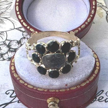 Charger l'image dans la galerie, Georgian 18ct Gold & Black Paste Mourning Ring With Hair Locket Compartment