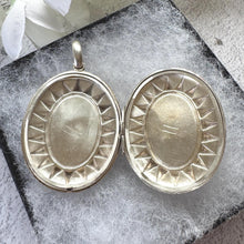 画像をギャラリービューアに読み込む, Victorian Sterling Silver Locket, Engraved and Dated 1875, Oval Antique Photo Keepsake Pendant