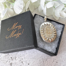 画像をギャラリービューアに読み込む, Victorian Sterling Silver Locket, Engraved and Dated 1875, Oval Antique Photo Keepsake Pendant