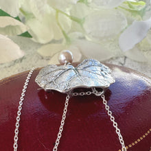 Load image into Gallery viewer, Vintage Sterling Silver & Pearl Water Lily Leaf Pendant Necklace. Art Nouveau Style Convertible Brooch