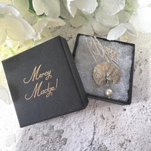 Load image into Gallery viewer, Vintage Sterling Silver & Pearl Water Lily Leaf Pendant Necklace. Art Nouveau Style Convertible Brooch