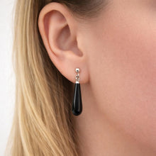 Cargar imagen en el visor de la galería, Antique Art Deco Sterling Silver Black Spinel Pendeloque Earrings