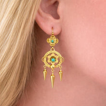 Cargar imagen en el visor de la galería, Victorian 18ct Gold Turquoise Forget-Me-Not Earrings