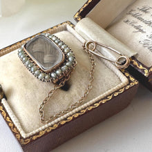 画像をギャラリービューアに読み込む, Antique Georgian 9ct Gold & Pearl Mourning Cravat Pin with Hairwork Compartment