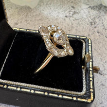 Charger l'image dans la galerie, Victorian Diamond Target Ring: 1.14ct Old Mine Cut & Rose Cut Cluster. Platinum Topped 18ct Gold Antique Halo Ring