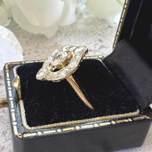 Charger l'image dans la galerie, Victorian Diamond Target Ring: 1.14ct Old Mine Cut & Rose Cut Cluster. Platinum Topped 18ct Gold Antique Halo Ring