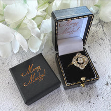Charger l'image dans la galerie, Victorian Diamond Target Ring: 1.14ct Old Mine Cut & Rose Cut Cluster. Platinum Topped 18ct Gold Antique Halo Ring