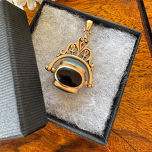 Lade das Bild in den Galerie-Viewer, Vintage Egyptian Revival 4-Sided Spinner Seal Fob: Swivel Pendant with Multi Colour Cabochons