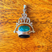 Lade das Bild in den Galerie-Viewer, Vintage Egyptian Revival 4-Sided Spinner Seal Fob: Swivel Pendant with Multi Colour Cabochons