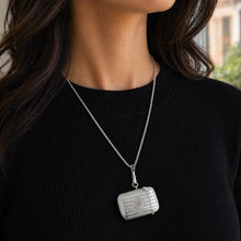 Charger l'image dans la galerie, Antique Sterling Silver Vesta Case Pendant, 1912 Birmingham Haseler, Engraved 1889–1914 Memorial Match Safe Necklace