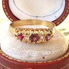 Charger l'image dans la galerie, Antique Victorian 18ct Gold, Rubellite Tourmaline & Diamond 5 Stone Ring