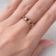 Charger l'image dans la galerie, Antique Victorian 18ct Gold, Rubellite Tourmaline & Diamond 5 Stone Ring