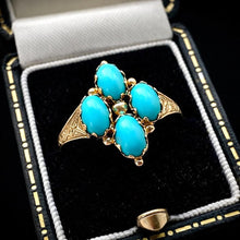 Charger l'image dans la galerie, Vintage 9ct Gold & Turquoise Victorian Style Kite Ring