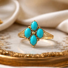 Charger l'image dans la galerie, Vintage 9ct Gold & Turquoise Victorian Style Kite Ring