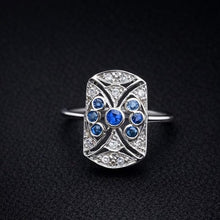 Carica l'immagine nel visualizzatore di Gallery, Antique 18ct White Gold Diamond & Sapphire Cluster Ring