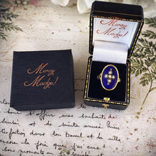 Carica l'immagine nel visualizzatore di Gallery, Antique Victorian 15ct Gold & Blue Enamel Glass Mourning Cross Ring