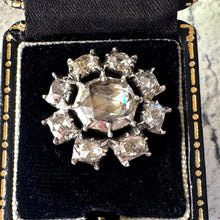 Carica l'immagine nel visualizzatore di Gallery, Georgian Rose Cut Diamond Daisy Halo Brooch, 18ct Gold, Foiled Diamonds