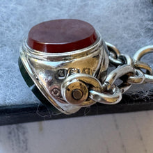Charger l'image dans la galerie, Antique Victorian Sterling Silver Triple Seal Spinning Fob Pendant, Carnelian & Bloodstone, Birmingham 1901