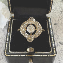 Charger l'image dans la galerie, Victorian Diamond Target Ring: 1.14ct Old Mine Cut & Rose Cut Cluster. Platinum Topped 18ct Gold Antique Halo Ring