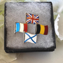 Charger l'image dans la galerie, Rare WW1 Allies Sweetheart Brooch Russia Included 1914-1917: Sterling Silver Enamel Antique Military Pin