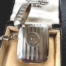 Charger l'image dans la galerie, Antique Sterling Silver Vesta Case Pendant, 1912 Birmingham Haseler, Engraved 1889–1914 Memorial Match Safe Necklace