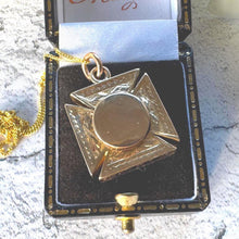 Load image into Gallery viewer, Victorian 9ct Gold Engraved Maltese Cross Hidden Locket Pendant