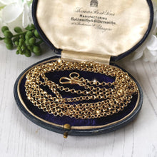 Charger l'image dans la galerie, Antique Victorian 18ct Rolled Gold Guard Chain. 135cm Belcher Link Muff Chain/Sautoir Necklace
