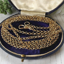 Charger l'image dans la galerie, Antique Victorian 18ct Rolled Gold Guard Chain. 135cm Belcher Link Muff Chain/Sautoir Necklace