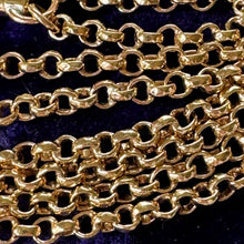Charger l'image dans la galerie, Antique Victorian 18ct Rolled Gold Guard Chain. 135cm Belcher Link Muff Chain/Sautoir Necklace