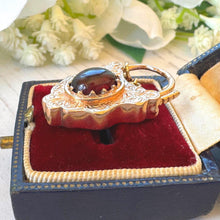 Carica l'immagine nel visualizzatore di Gallery, Antique Victorian Large 9ct Gold Almandine Garnet Shield Padlock Pendant/Bracelet Charm