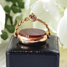 Charger l'image dans la galerie, Antique 9ct Gold Spinning Fob Seal Pendant Fob With Bloodstone And Carnelian