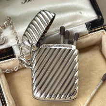 Load image into Gallery viewer, Antique Sterling Silver Miniature Vesta Match Safe Pendant, Chester 1901 Payton Pepper, Victorian Chatelaine Accessory