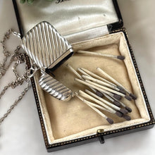 Load image into Gallery viewer, Antique Sterling Silver Miniature Vesta Match Safe Pendant, Chester 1901 Payton Pepper, Victorian Chatelaine Accessory