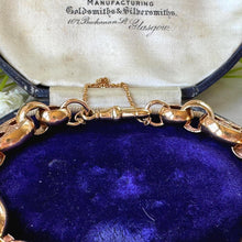 Carica l'immagine nel visualizzatore di Gallery, Antique Victorian Heavy 9ct Rose Gold Belcher Bracelet with Floral Engraved Anchor Links
