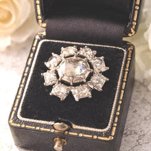 Carica l'immagine nel visualizzatore di Gallery, Georgian Rose Cut Diamond Daisy Halo Brooch, 18ct Gold, Foiled Diamonds