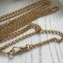 Charger l'image dans la galerie, Antique Victorian 18ct Rolled Gold Guard Chain. 135cm Belcher Link Muff Chain/Sautoir Necklace