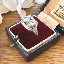 Carica l'immagine nel visualizzatore di Gallery, Art Deco Toi et Moi Diamond Ring 2.00ct Matched Old European Cut Diamonds Platinum Antique Engagement Ring