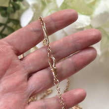 Load image into Gallery viewer, Antique Victorian Solid 9ct Rose Gold 60" Guard Chain Necklace, Fancy Trombone Link Belcher Muff Chain