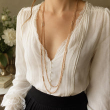Load image into Gallery viewer, Antique Victorian Solid 9ct Rose Gold 60" Guard Chain Necklace, Fancy Trombone Link Belcher Muff Chain