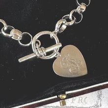 Charger l'image dans la galerie, Antique Sterling Silver Belcher Watch Chain Bracelet With Heart Charm
