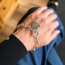 Charger l'image dans la galerie, Antique Sterling Silver Belcher Watch Chain Bracelet With Heart Charm
